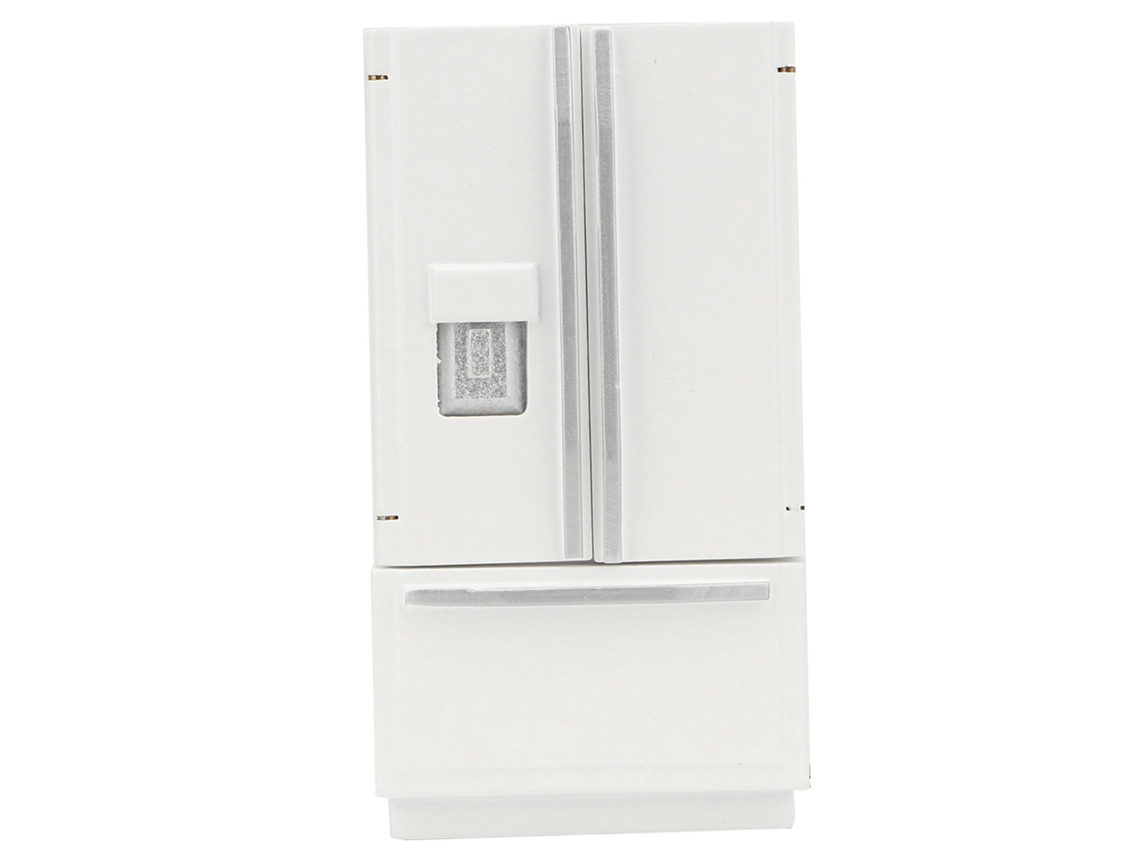 Miniatura De Refrigerador De Madera A Escala 1:12 Para Casa De Muñecas - Blanco