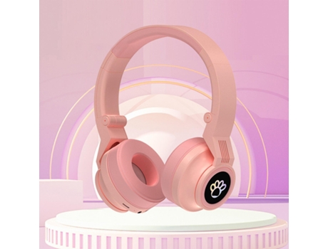 Auriculares Bluetooth Cable Enchufable Luminoso Rosa