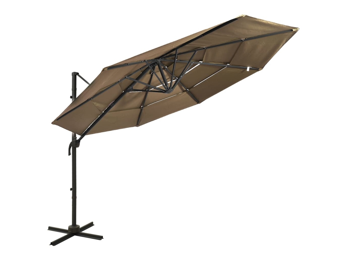 Parasol de 4 Camadas C/Poste de Aluminio 3 x 3 m Gris-Marrón