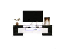 Mueble Tv 200cm Blanco Negro Led Cristal Diseño Elegante Salón