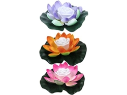 Lámpara Solar Led Con Forma De Loto De 18 Cm Para Jardín, Piscina, Estanque Y Uso Decorativo (paquete De 3).