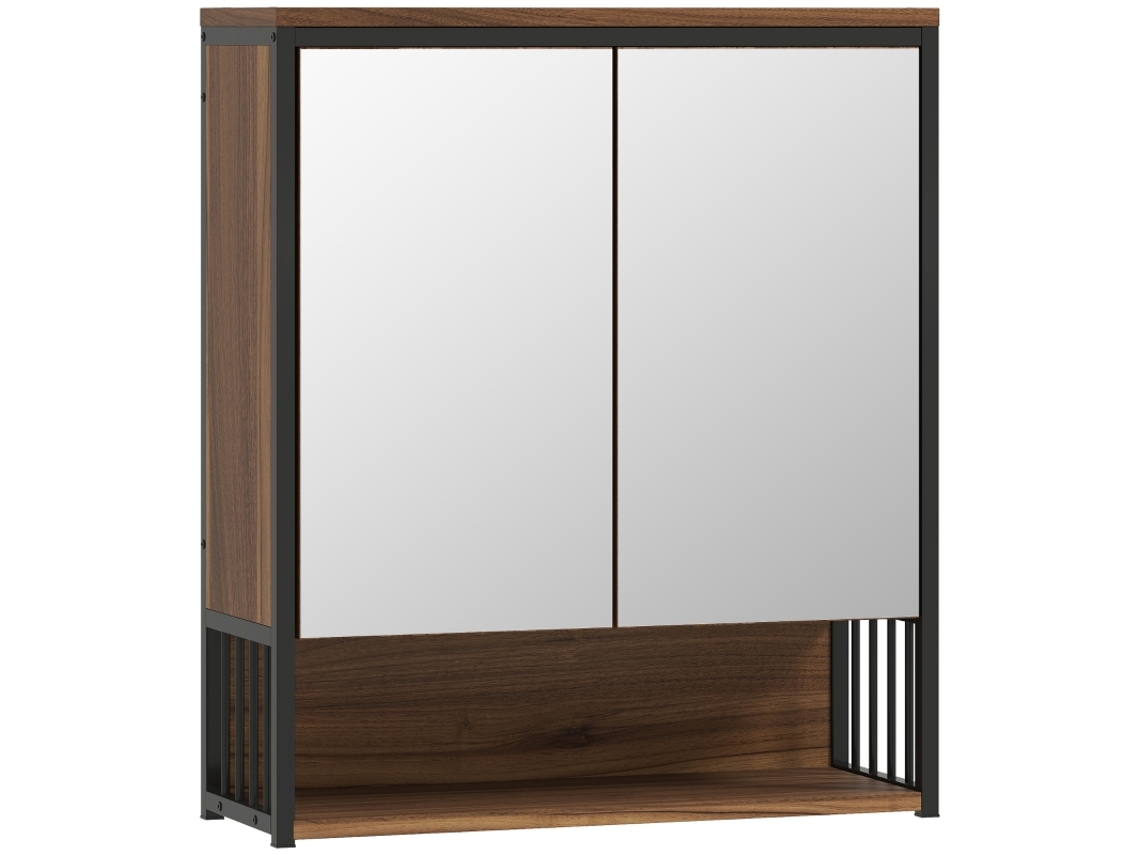 BGA STORE Mueble de baño con espejo para montaje en pared, fabricado en MDF y aglomerado, color marrón