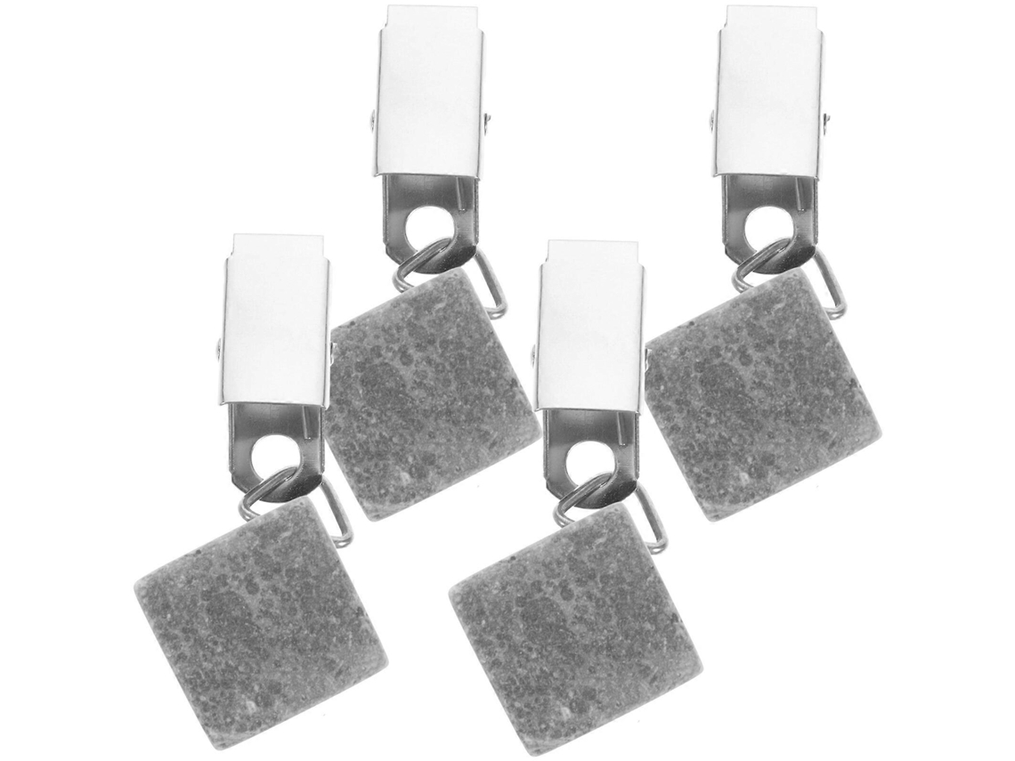 4 Pesas Para Manteles De Piedra Con Clip De Metal Para Uso Exterior Hogar Fiesta Picnic Jardín Patio 6x2x2cm Gris