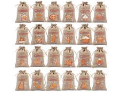 24 bolsas navideñas de yute con cordón, 5,5 x 4 pulgadas (04)