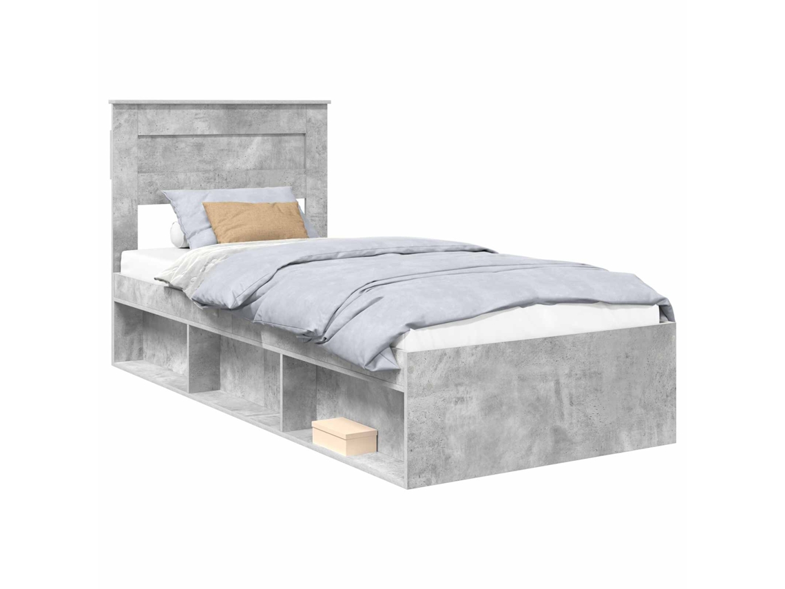 Maison Exclusive - Estructura De Cama Con Cabecera Gris Concreto 90 X 190 Cm