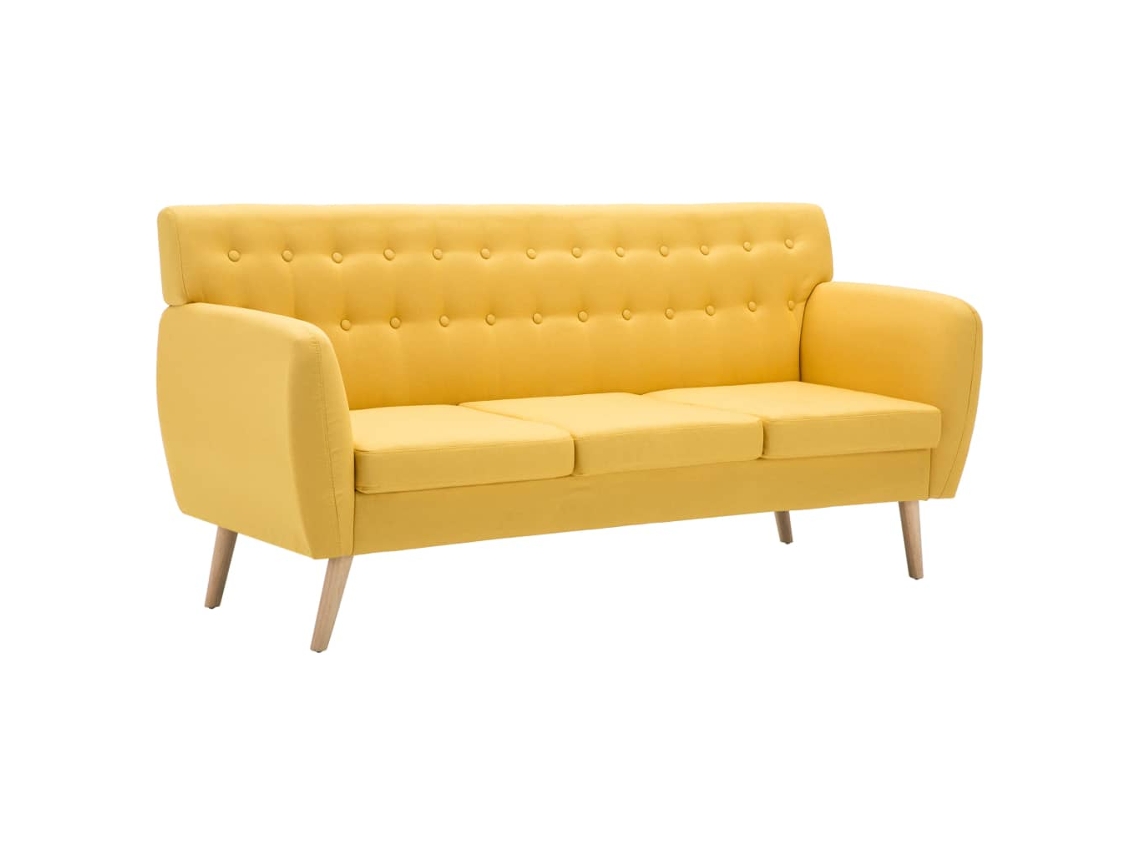 Maison Exclusive - Sofá De 3 Plazas Tapizado De Tela Amarillo 172x70x82 Cm