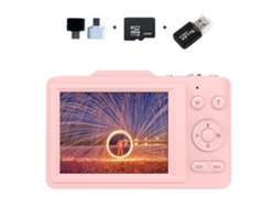 Câmara Digital H16 4K 48mp Tela de 2,8 Polegada Zoom 16x Câmara Compacta Antivibração Cartão de Memória 32g Rosa GERTIZ