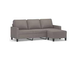Maison Exclusive - Sofá de 3 plazas con reposapiés, 180 cm, tejido gris-marrón