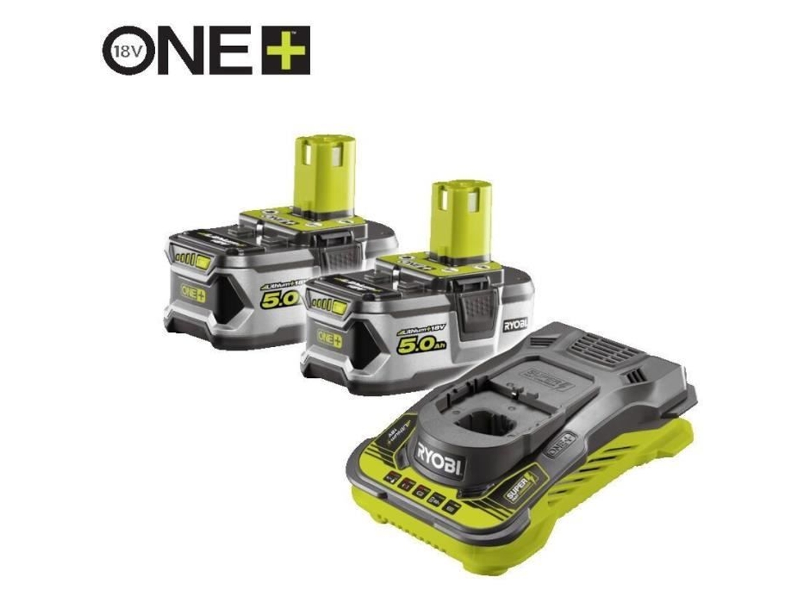 2 baterias de lítio+ 18V - 5,0 AH e 1 Ultra Fast 5.0 A Carregador