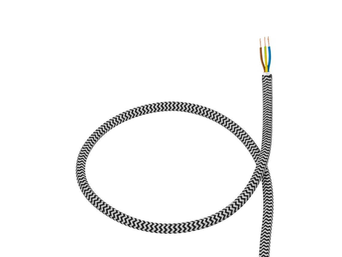 Cable Textil Eléctrico Blanco y Negro