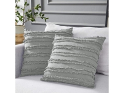 2026-40681-funda De Almohada Gris Claro De Algodón Y Lino Para Sofá Cama, 16x16 Pulgadas, Set De 2