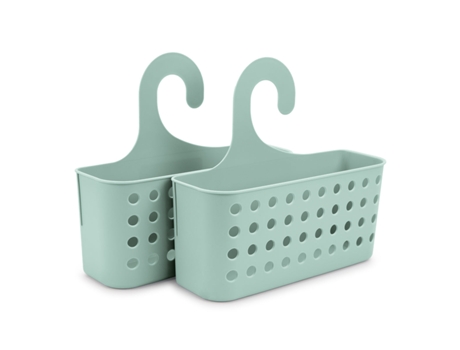PLASTIC FORTE Juego de 2 Cestas Organizadoras de Ducha Colgantes Verde