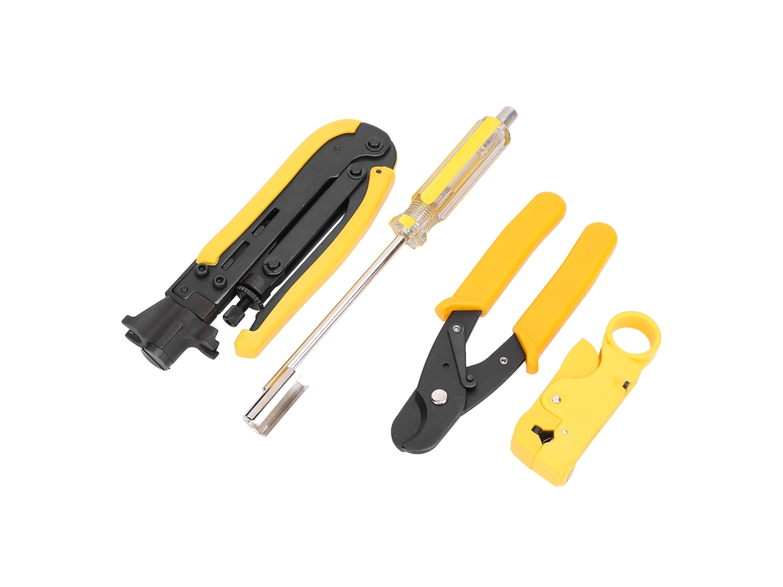 Herramienta De Compresión Multifuncional Para Cables Coaxiales Rg6, Rg59 Y Rg11 Con Pelacables Y Crimpadora.
