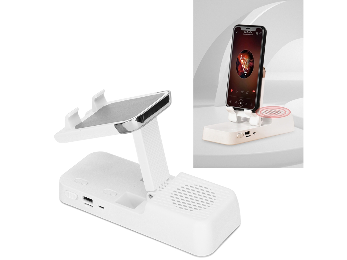 Suporte Para Celular Com Alto-falante Bluetooth Portátil Pasta De Alta Potência Branco