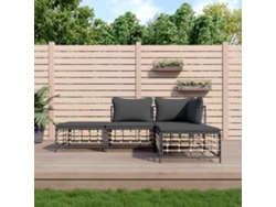Conjunto de jardín de 4 piezas con cojines de ratán antracita Dkd Home Decor