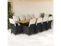 Conjunto de bistró de jardín de 11 piezas DKD Home Decor con cojines de mimbre negros