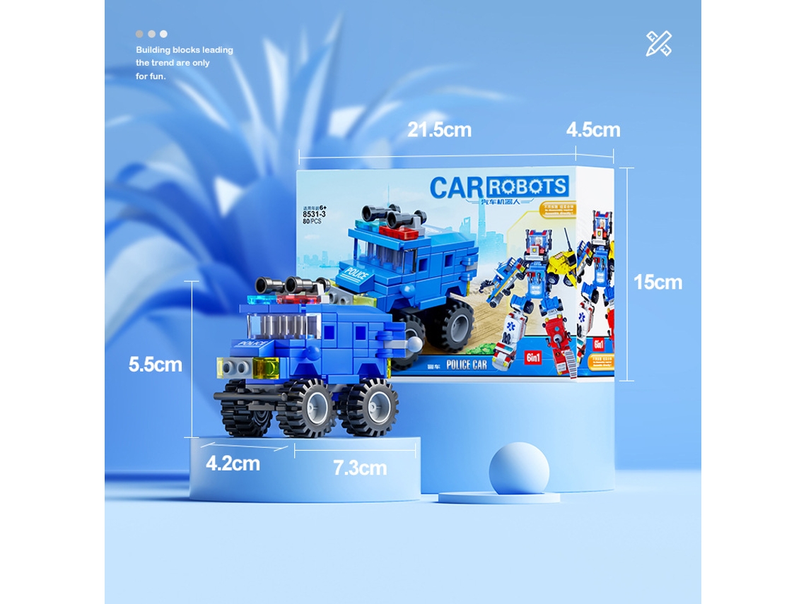 (coche De Policía 80 Piezas) Bloques De Construcción Infantiles, Juguete Educativo Para Ensamblar, Piezas Pequeñas, Regalo Infantil