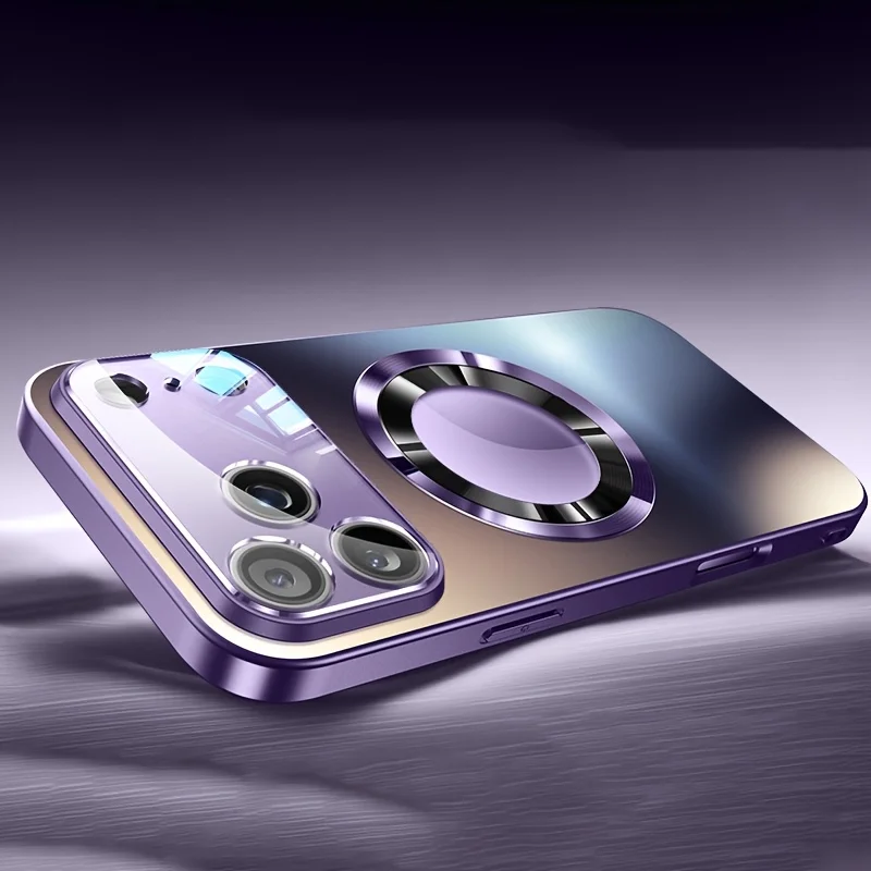 (iphone 13 Pro Max Morado) Funda Protectora Magnética De Carga Inalámbrica Magesafe Con Diseño A Prueba De Golpes