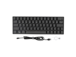 Teclado Mecánico Inalámbrico Para Juegos De 64 Teclas, 2.4g, Bluetooth 5.0, Usb-c, Abnt2, Interruptores Azules, Color Negro.