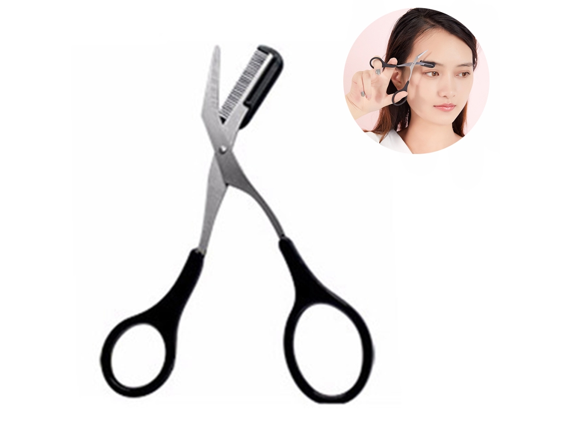 Tijeras para cejas con peine, curvadas, acero inoxidable TRUYUETY