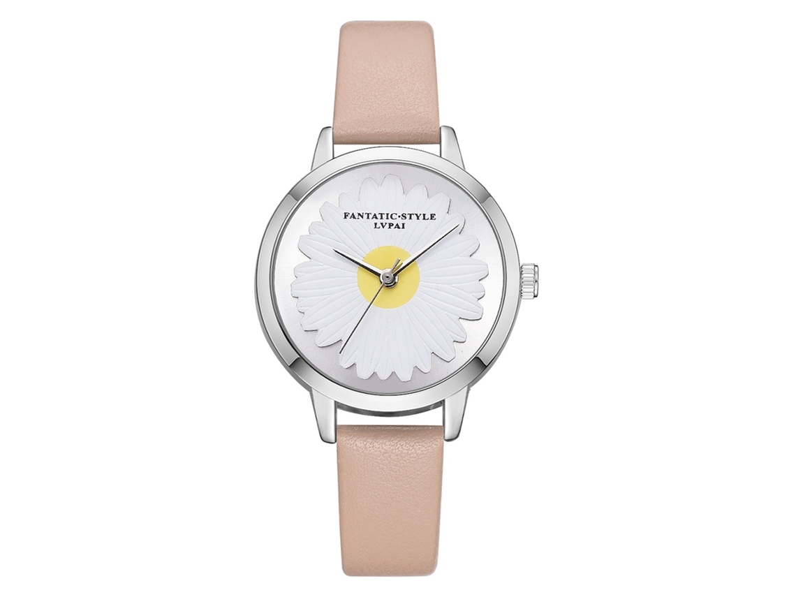 Reloj De Pulsera De Cuarzo Sencillo E Informal Para Mujer De Lvpai Con Correa De Pu Beige.