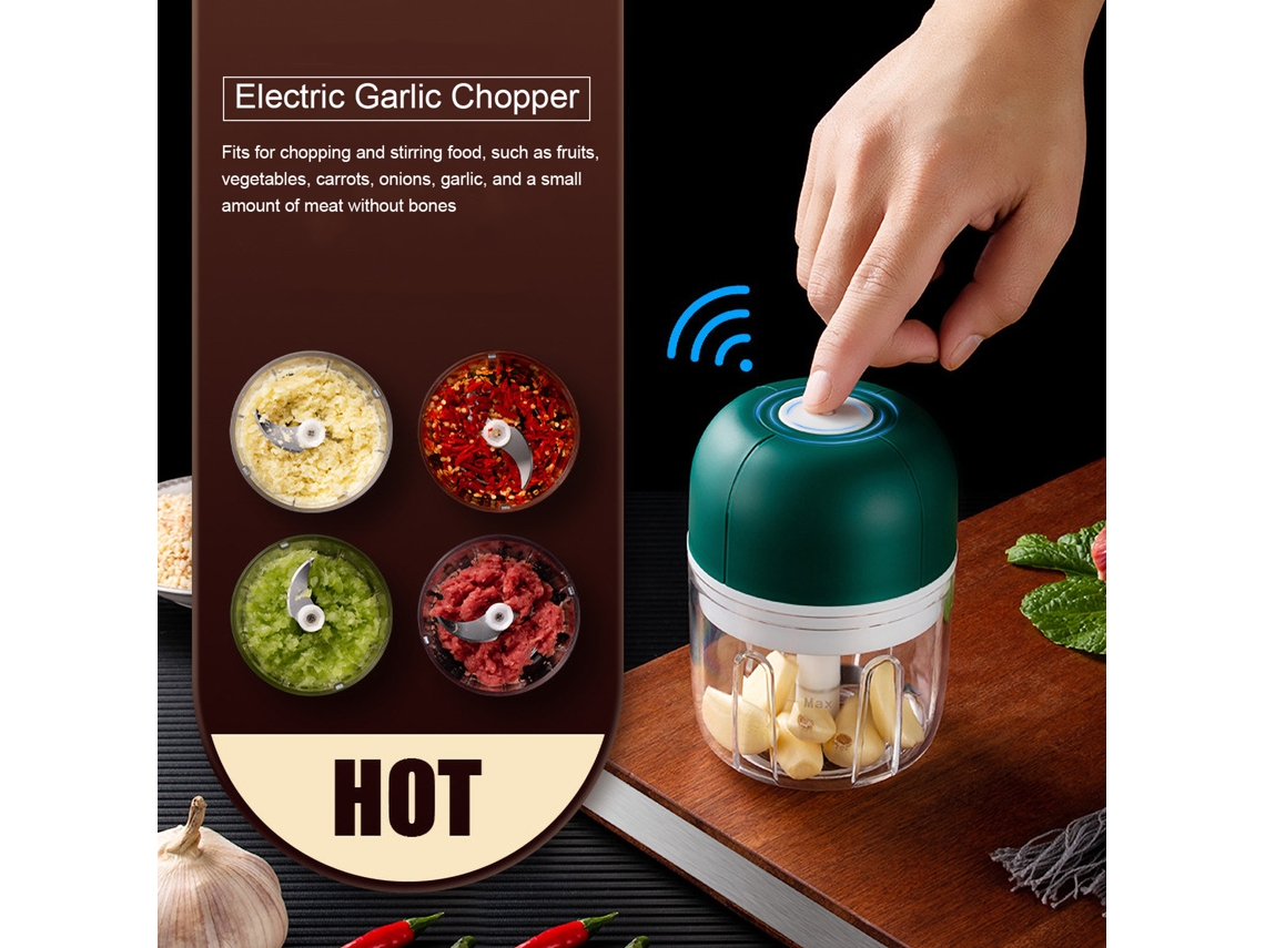 Picadora Eléctrica Mini De Ajo De 250 Ml Con Usb, Picadora Multifuncional Para Verduras, Frutas Y Carne Sin Hueso.