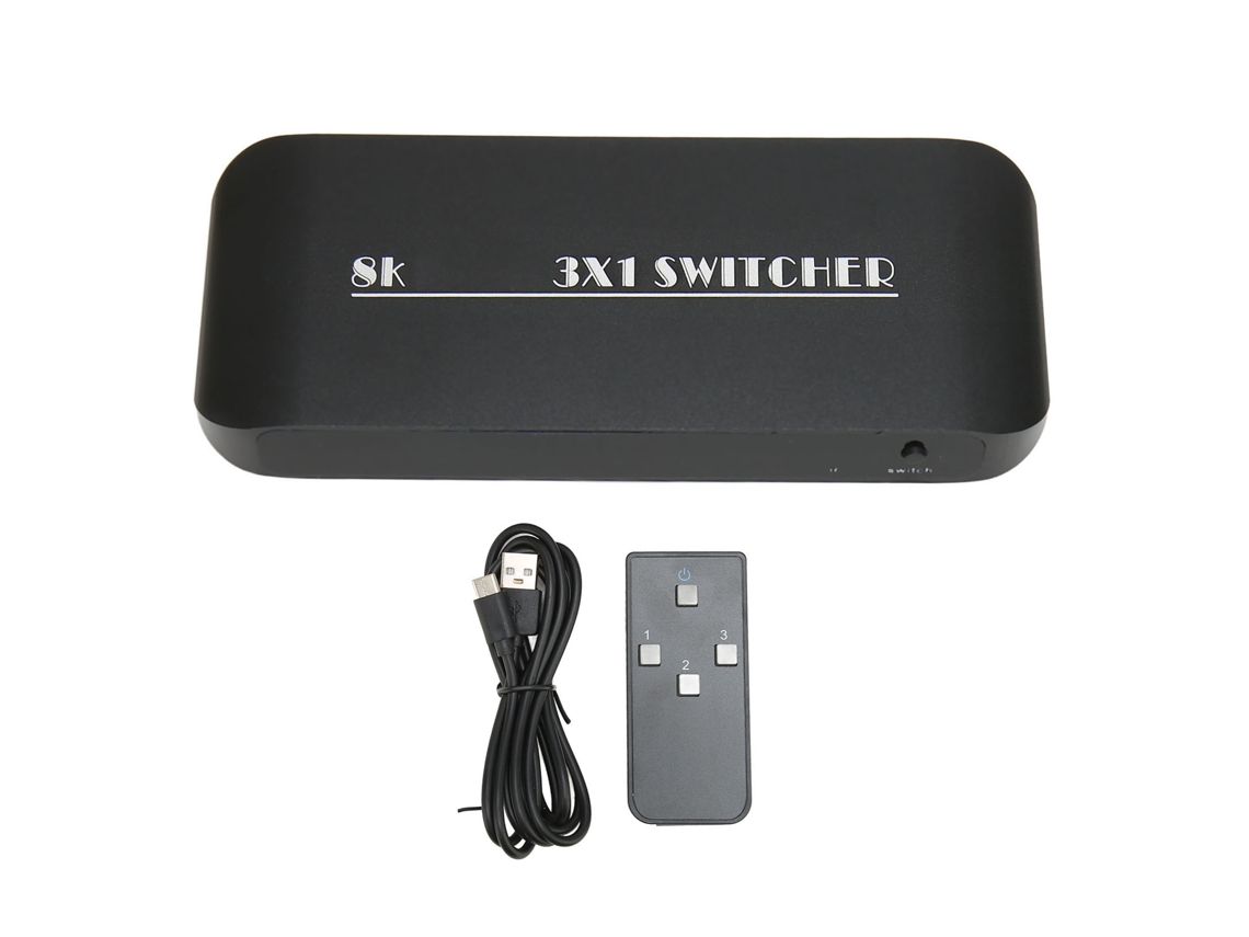 Conmutador HDMI (3 entradas, 1 salida, control remoto)
