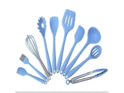 Juego de utensilios de cocina de 10 piezas, de silicona, con pinzas, espátula y cuchara, Km Nostalgia88