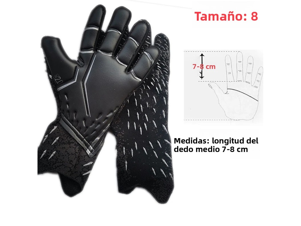Guantes De Portero De Fútbol Profesional (negros, 8 Cm), Protección De Látex Grueso.