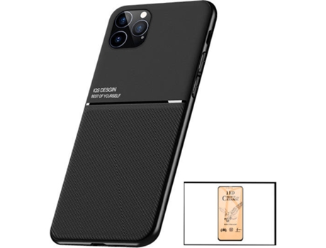 Kit Funda Magnetic Lux y Cristal Templado CeramicGlass Full Cover Curved Apple iPhone 13 Pro PHONECARE Negro