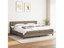 Cama Box Spring Con Colchón Tela Gris Taupe 200x200 Cm