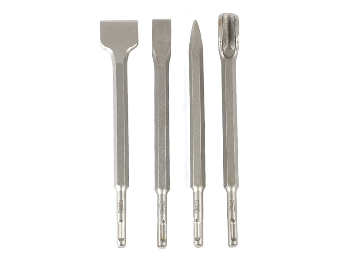 Juego De 4 Brocas Para Martillo Eléctrico, Planas, Puntiagudas Y En Forma De U, De Acero Cromado Para Hormigón, Piedra Y Pavimento.