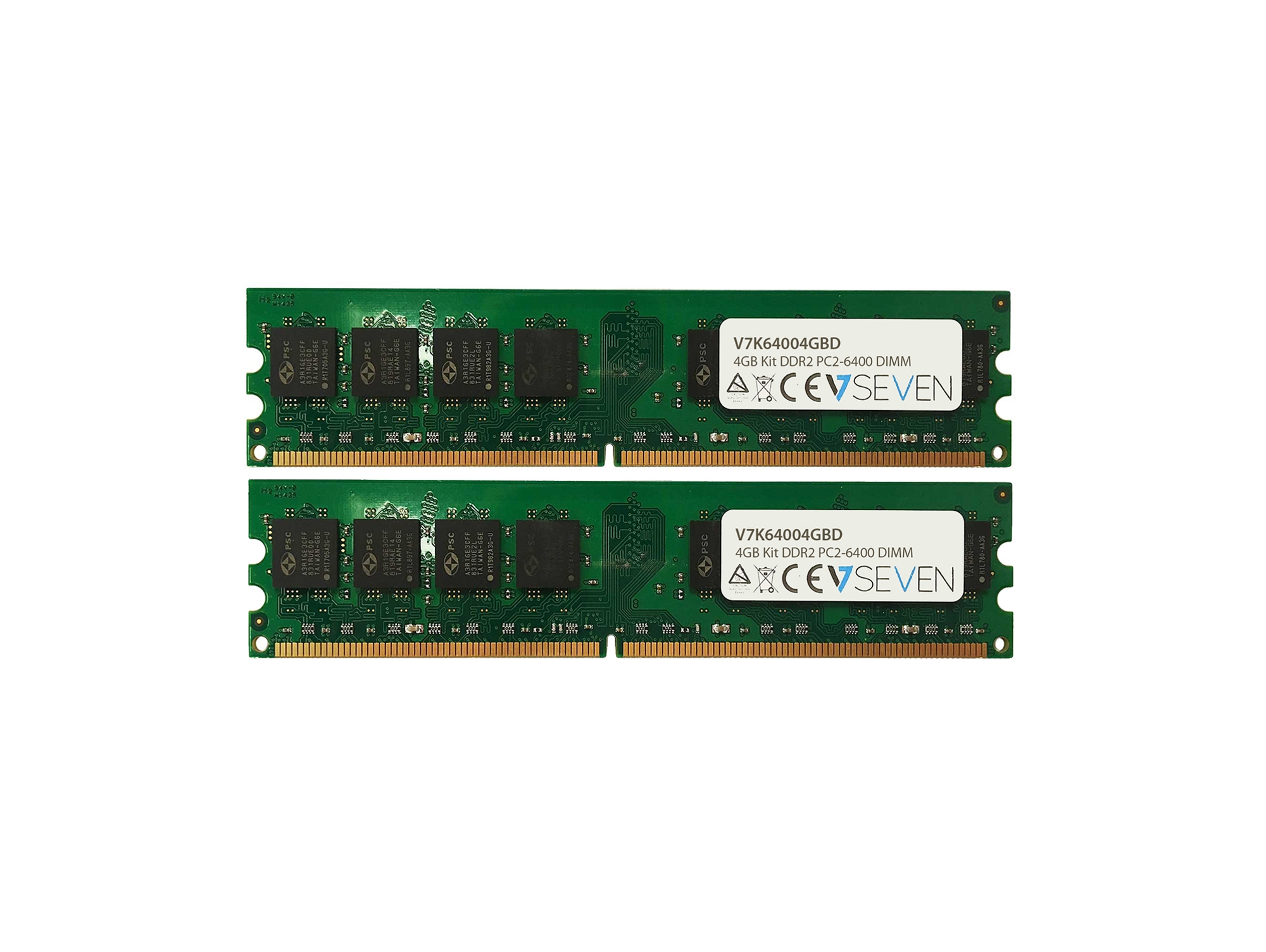 Memoria RAM DDR2 V7 V7K64004GBD (2 x 2 GB - 800 MHz - CL 5 - Verde)