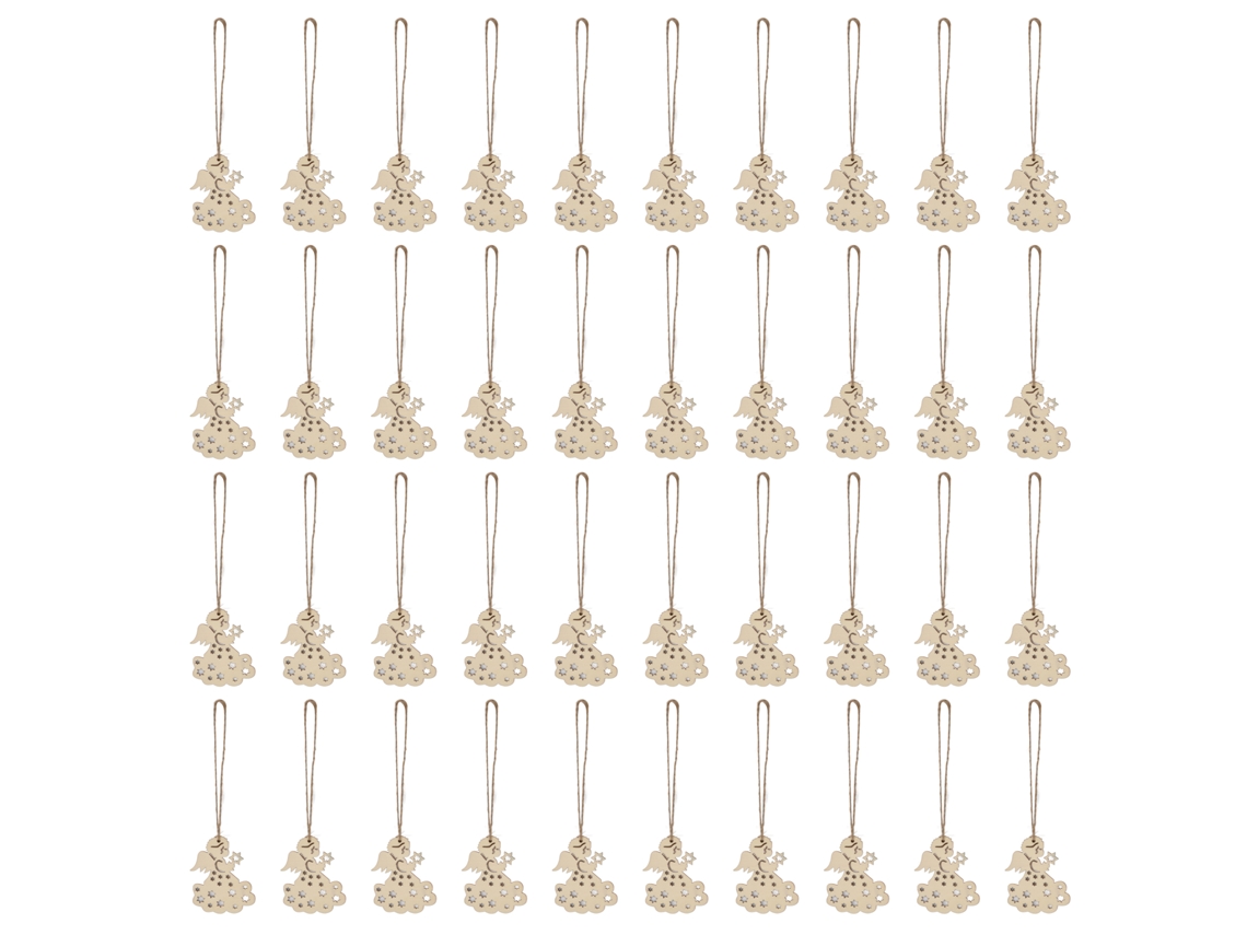 40 Adornos Navideños De Madera Para Árbol Con Guirnaldas Decorativas.