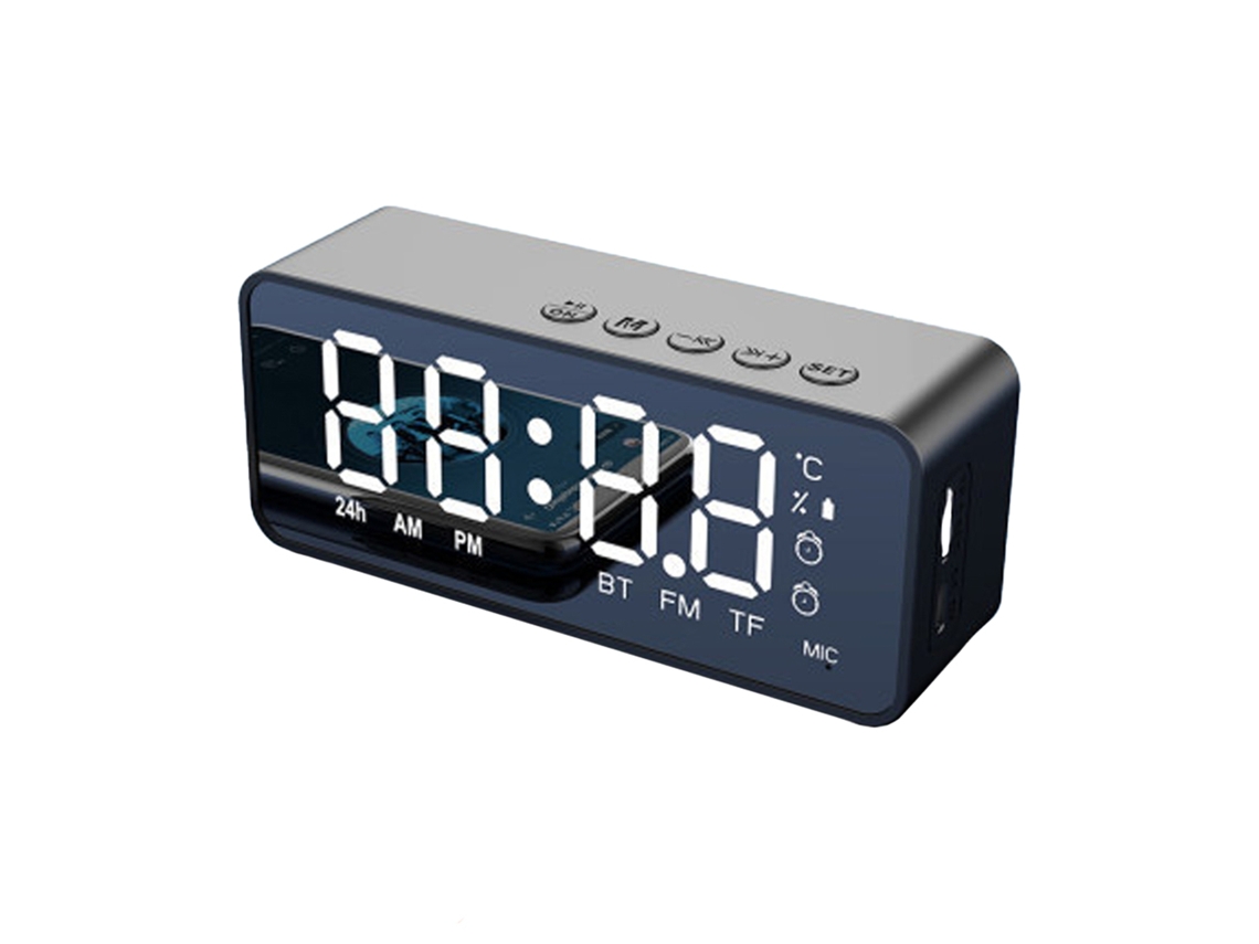 Despertador digital con altavoz Bluetooth, reloj con pantalla LED de espejo y alarmas duales para dormitorio, compatible con altavoces Hi-Fi y tarjeta TF.