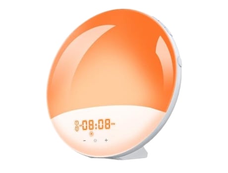 Despertador con simulación de amanecer, ayuda para el sueño, alarmas duales, radio FM, 7 colores, 7 sonidos naturales