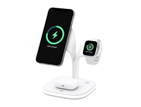 BISBISOUS Ud22 Estación De Carga Magnética Inalámbrica 3 En 1 Para Iphone Apple Watch Airpods Blanco