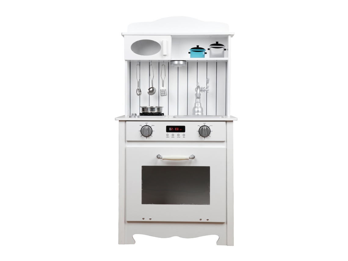 Cocina Infantil de Madera Eva Outdoor Toys 43X28 5X93 Cm Blanca Con Accesorios Y Luz Led OUTDOORTOYS