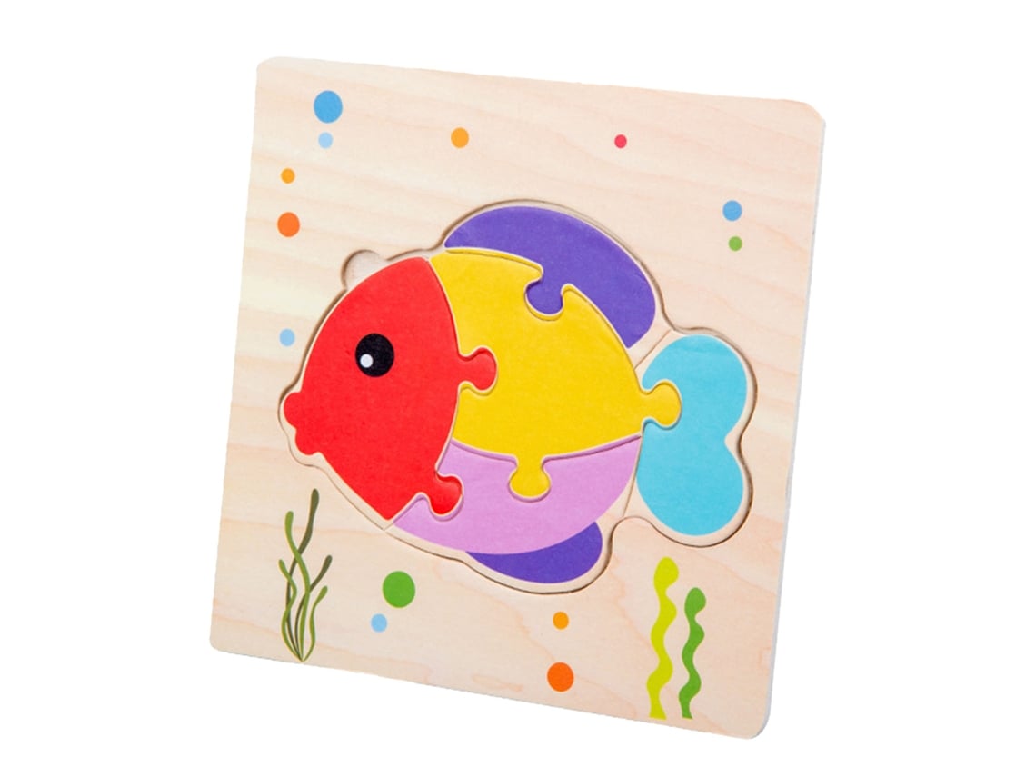 Ats-puzzles De Madera Para Niños Bebés Animales Cariñosos Rompecabezas Educativos Juguetes Regalo Cumpleaños Niños Niñas Pez