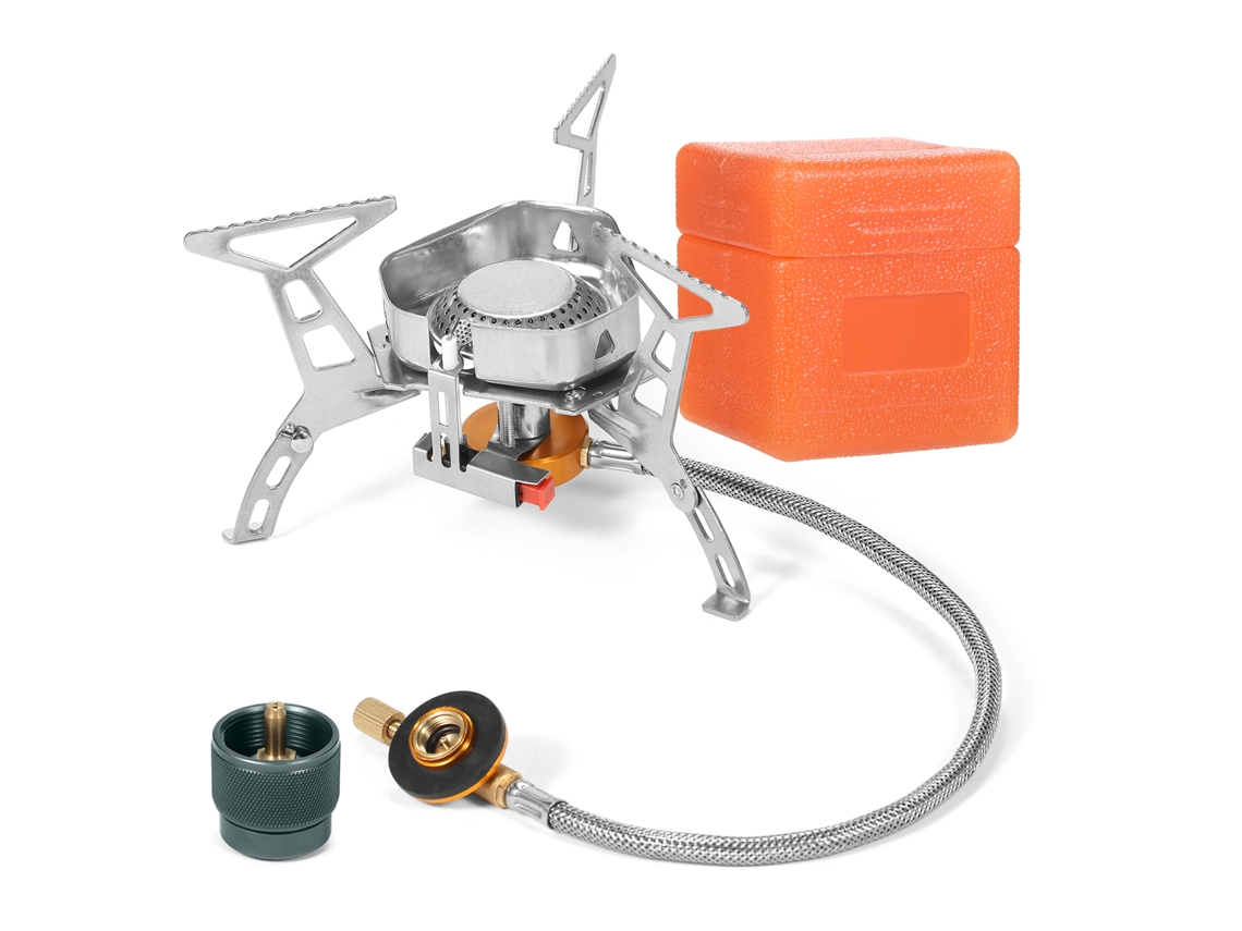 Estufa De Gas Para Camping 3500w A Prueba De Viento Con Encendido Piezo Y Adaptador Para Senderismo Y Picnic