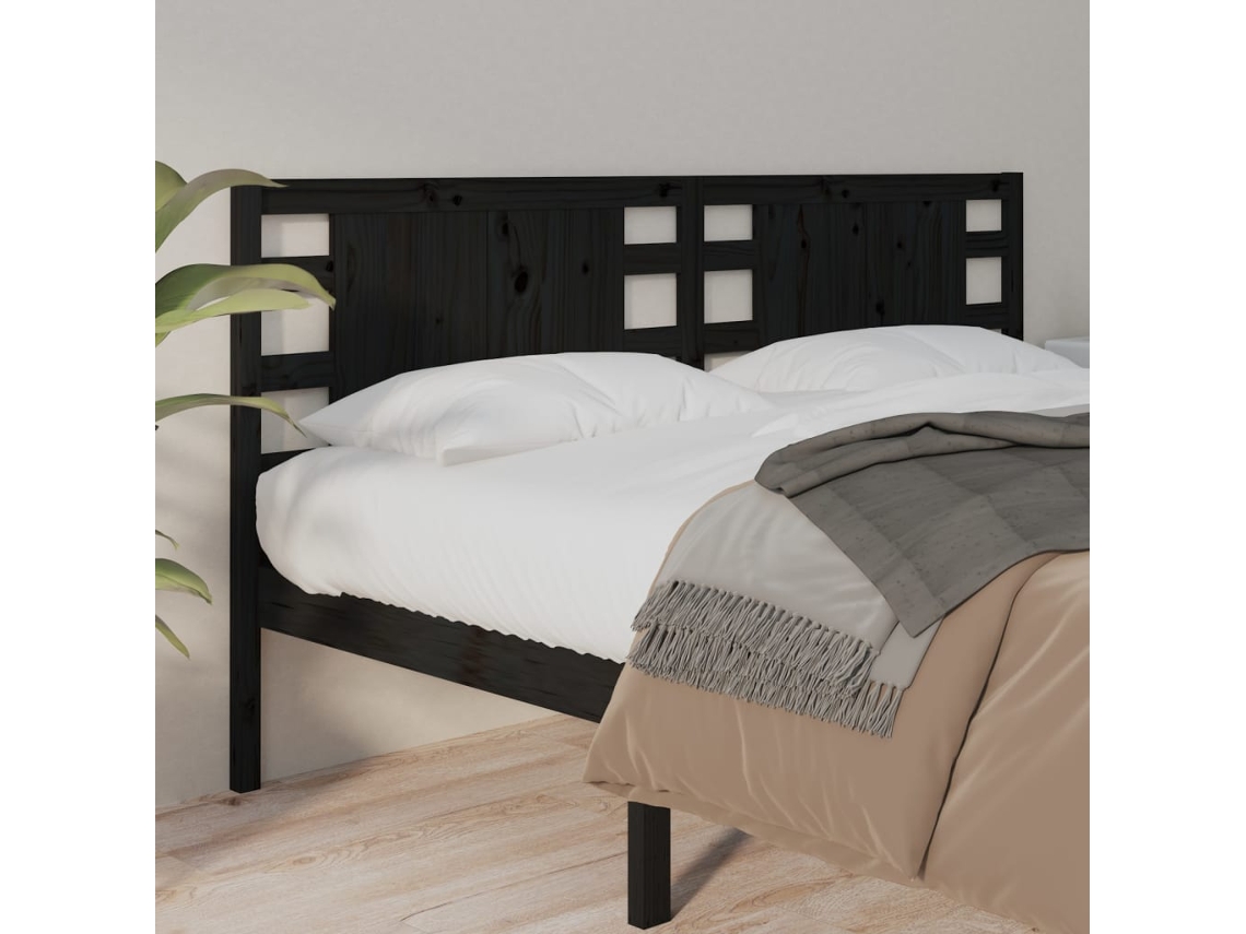 Cabecero Madera Maciza De Pino Negro 126x4x100 Cm
