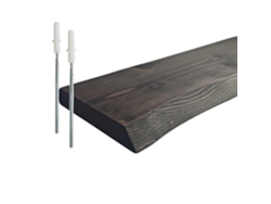 Estantería De Pared Relaxdays, Canto Natural, 3x60x22 Cm, Estante Flotante Rústico, Madera Maciza De Pino, Negro