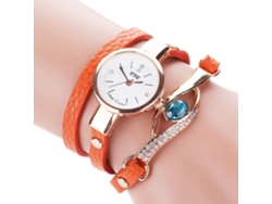Reloj De Pulsera Ccq Fashion Quartz Para Mujer Con Correa Multicapa Y Detalles En Naranja.
