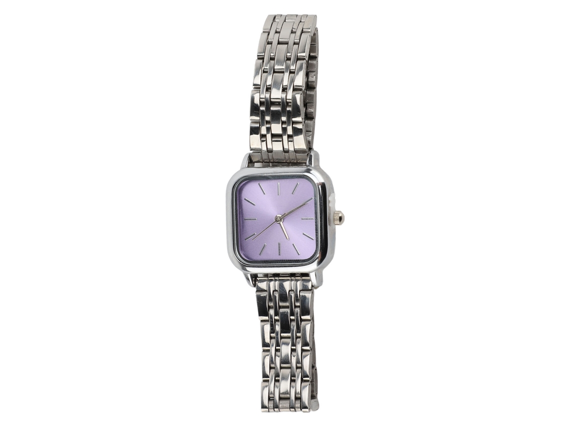 Reloj Analógico De Cuarzo Delgado Para Mujer Con Esfera Cuadrada Morada - Regalo Navideño Para Mujeres Y Niñas.