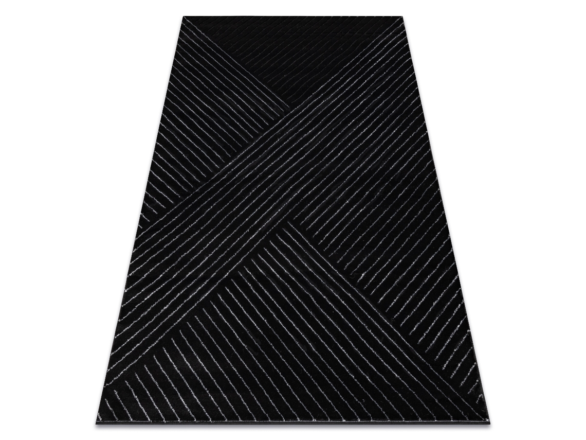 Alfombra Emerald Exclusivo A0084 Glamour, Elegante, Lineas, Geométrico Negro / Plata (280 x 370 cm)