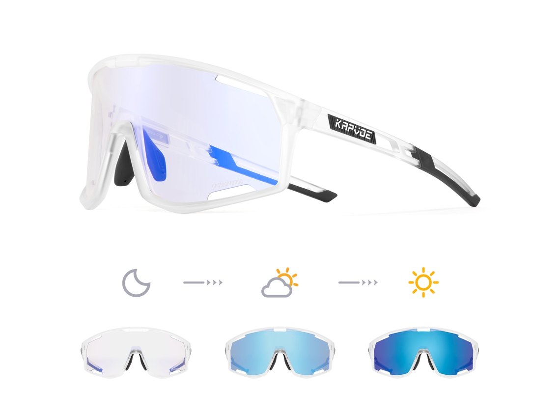 Gafas de ciclismo fotocromáticas unisex MDUG con lentes de poliacrilato translúcido y protección UV400