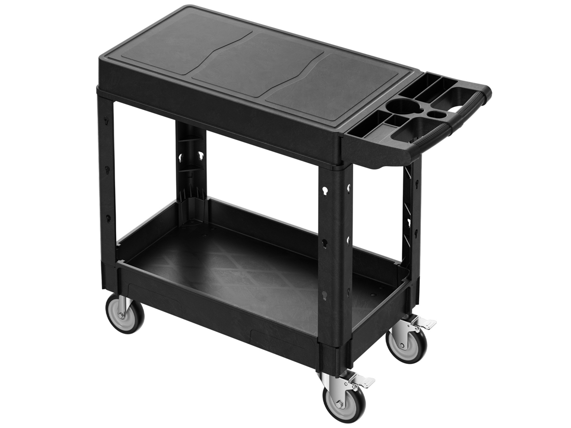 Carro multifuncional Succebuy con 2 estantes, 1015 x 450 x 850 mm, con ruedas, color negro