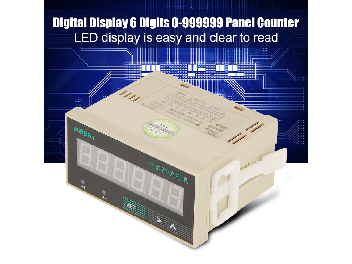 Contador Digital Led De Panel 6 Dígitos 0-99 9999 Ac 220v Contar Hacia Arriba Y Abajo Reversible