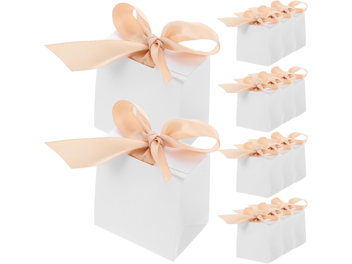 Cajas blancas para obsequios de fiesta, juego de 50 manteles individuales de papel con cinta.