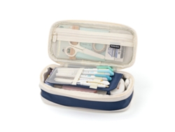 Estuche De Lápices De Gran Capacidad Con Cremallera Estilo Moderno Simples De Capas Dobles Resistente Al Desgaste